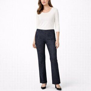 ROBELL Marie Slim Fit Trousers Paisley Jacquard Dark Blue Women's Size US 14